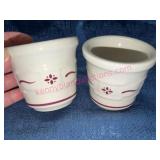 2 Longaberger Pottery Red Votive Holders