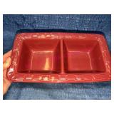 Longaberger Pottery Paprika Divided Dish