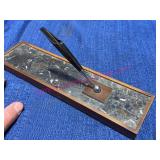 1950s Parker Pen Holder w/Stone & Wood Base