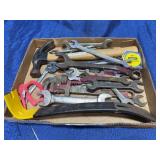 Flat of Wrenches, Hammer & Various Hand Tools