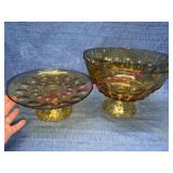 Indiana Glass Amber Compote & Cake Stand