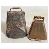 2 Old Metal Cow Bells, One Hand Forged