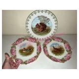 Delicate France Porcelain Plates w/ Animal Motifs