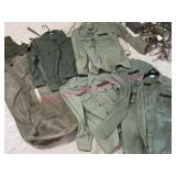 Vtg US Army OG-107 Shirts & Canvas Duffle Bag Lot