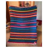 Large Colorful Mexican Blanket w/ Fringe