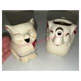 Shawnee Pottery Cat & Elephant Creamers