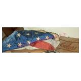 Vintage Flag, Colors Bag & Woven Wood Basket
