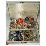 Jewelry Box w/ Assorted Costume Jewelry