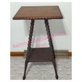 Square Oak Side Table w/Bobbin Turned Legs