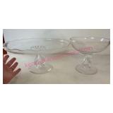 Pair Glass Pedestal Compote & Cake Stand