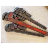 (3) Ridgid Pipe Wrenches 14in & 18in