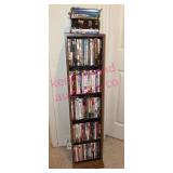 DVD Movie Collection in Tall Wood Media Rack
