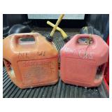 (2) Plastic 5-Gallon Gas Cans for Garage Use