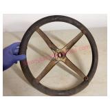 Antique 16in Metal Steering Wheel, Cracked