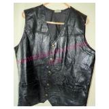 Menï¿½s Black Genuine Leather Vest, Size L