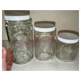 Golden Harvest Glass Canisters w/White Lids (3)