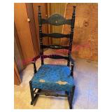 Antique Tall Back Rocking Chair Floral Motif
