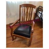 Oak Rocking Chair w/ Black Vinyl Cushion