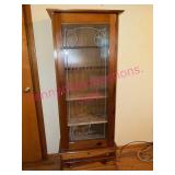Wood Gun Cabinet w/ Etched Glass Door & Drawer