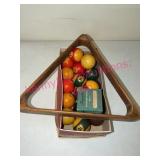 Brunswick Billiard Balls w/Wood Rack & Box