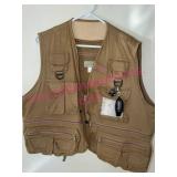 Texsport Cotton Fishing Vest L Compass Thermometer