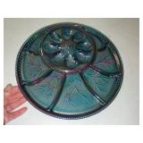 Iridescent Divided Glass Egg Plate