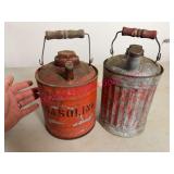 (2) 1-Gal Metal Old Fuel Cans w/Wood Handles