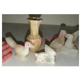 Onyx Animal Figures (Birds & Rabbit) & Vase