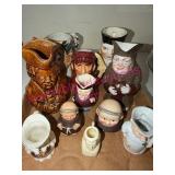 11pcs Ceramic Figural Toby Jugs & Creamers