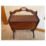 1920s Wood Sewing Stand w/ Old Patterns & Notions