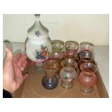 Hand-Painted Frosted Glass Jar & 10 Small Vases
