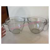 Pampered Chef Glass 8 Cup Mixing Bowls Pair