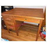 Wood Desk w/ 4 Drawers & Brass Pulls