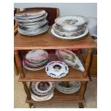 Kitchen Cart & Assortment of Decorative Plates