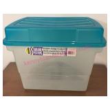 Sunshine 25-Gal Clear Tote w/Aqua Green Lid