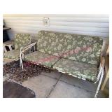 Vtg Metal Glider Sofa & Aluminum Armchair