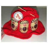 Crocheted Hat w/Coors Cans & Indiana Guard Pin