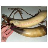 Old Powder Horn & Horn w/ Straps