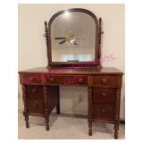 1920s Wooden Vanity w/Mirror & Bracket Damage