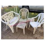 Plastic Patio Chairs Lot, 5 Pieces Assorted Styles