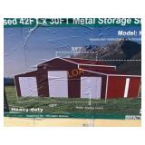 UNUSED 42FT x 30FT Red Steel Garage / Shop / Barn