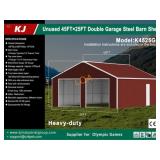 UNUSED 45FT x 25FT Red Steel Double Garage / Barn