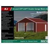 UNUSED 23FT x 22FT Red Steel Double Garage / Shop