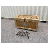 (2)pcs- Wooden Chest, Fireplace Andiron