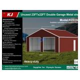 UNUSED 23FT x 22FT Red Steel Double Garage / Shop