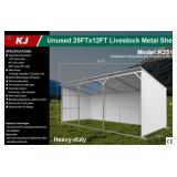 UNUSED 25FTx 12FT Steel Livestock / Car / ATV Shed