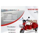 NEW MGC40 Electric Mini Golf Cart - Red