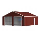 UNUSED 45FT x 25FT Red Steel Double Garage / Barn