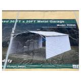 UNUSED 30FT x 20FT Steel Metal Open Garage