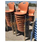 9pc Orange Virco Stack Chairs